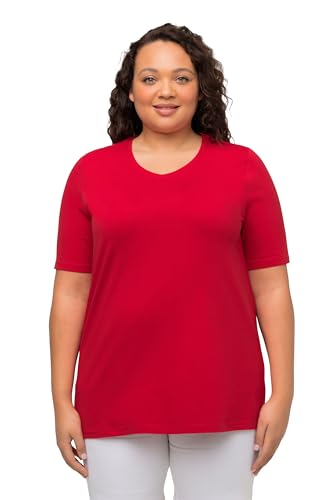 Ulla Popken Damen T-shirt, A-linie, V-ausschnitt, Halbarm, Salsa, 46-48 EU von Ulla Popken