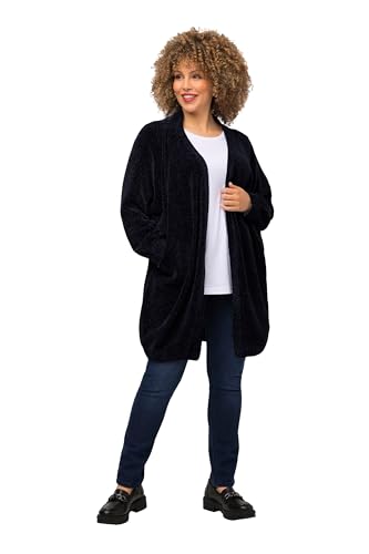 Ulla Popken Damen Chenille, Long Strickjacke, Marine, 46-48 von Ulla Popken