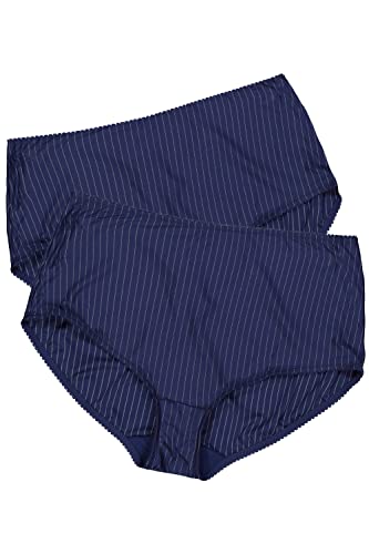 Ulla Popken Damen Midislips, 2er-Pack, Nadelstreifen, höher geschnitten Slip, Navy, 62 von Ulla Popken