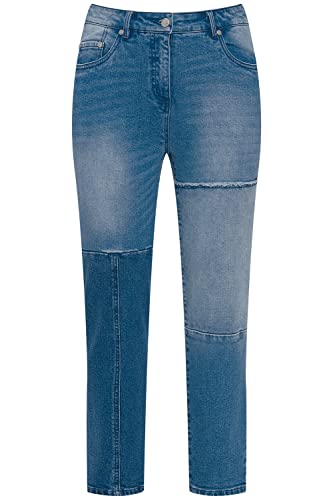 Ulla Popken Damen Patch Jeans, Blue Denim, 56W / 32L von Ulla Popken