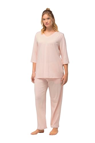 Ulla Popken Damen Pyjama Embroidery Pyjamaset, Rose, 54-56 von Ulla Popken