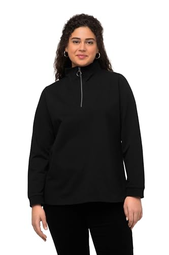 Ulla Popken Damen Troyer-Sweater Sweatshirt, schwarz, 50-52 von Ulla Popken