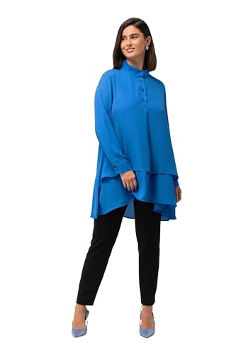 Ulla Popken Damen Tunika Volant mit Langarm Blusen, helles Petrolblau, 24-26 von Ulla Popken