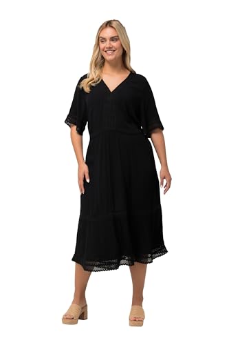 Ulla Popken Damen Tunika-Midikleid Kleid, Schwarz, 50-52 von Ulla Popken