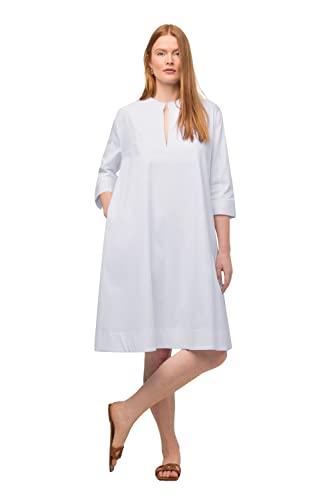 Ulla Popken Damen große Größen Übergrößen Plus Size Kleid, A-Linie, Taschen, Tunika-Ausschnitt, 3/4-Arm Offwhite 46+ 816408200-46+ von Ulla Popken