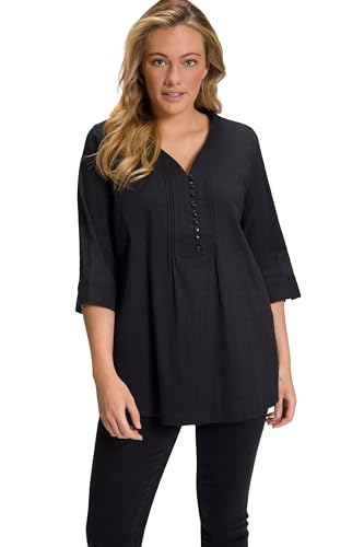 Ulla Popken Damen große Größen Übergrößen Plus Size Tunika, Bubble Qualität, 3/4-Ärmel schwarz 58+ 797450100-58+ von Ulla Popken