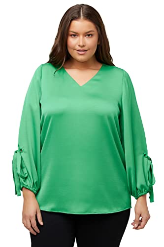 Ulla Popken Damen mit Ballonärmel Blusen, Grasgrün, 50-52 EU von Ulla Popken