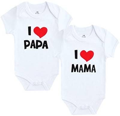 Unbekannt 2er Pack Baby Body weiß I Mama & I Papa Größe 0-3/3-6/6-9 Monate zur Auswahl (3-6 Monate) von Unbekannt