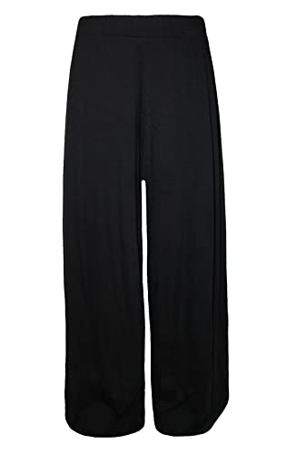 Damenhose, breites Bein, tief, große Größe, Hose, Palazzos, einfarbig, 12-30 Gr. S-M, Schwarz von Unbekannt