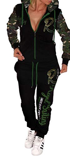 Jaylvis Damen Jogginganzug Trainingsanzug Fitnessanzug Hose und Oberteil Schlafanzug Royal Sailing A.2255 (Camouflage, XXL von Unbekannt