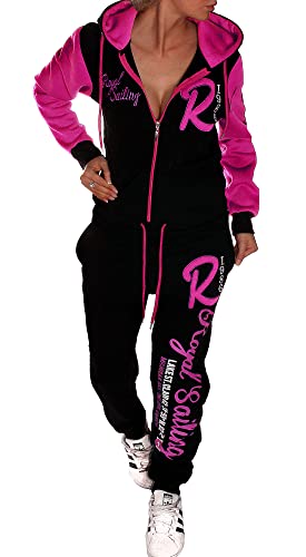 Jaylvis Damen Jogginganzug Trainingsanzug Fitnessanzug Hose und Oberteil Schlafanzug Royal Sailing A.2255 (Schwarz-Pink, M 40 von Unbekannt