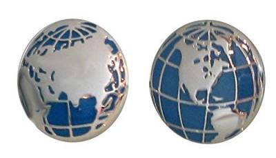 Manschettenknöpfe Weltkugel globe blau silbern glänzend inkl. Geschenkbox - Accessoire für die Umschlagmanschette von unbekannt