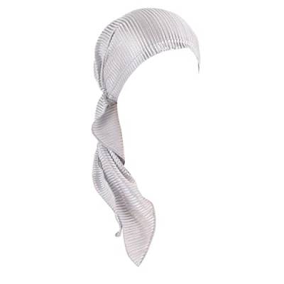 Unbekannt Kopftuch Damen Turban Elegante Elastic Headwrap Bandana Kopfbedeckung Slouch Mütze Für Chemo Haarausfall Krebs Chemotherapie Haarverlust Silber von Unbekannt