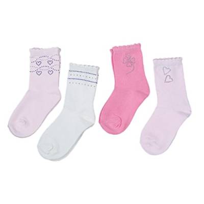 Unbekannt Mädchensocken Socken für Mädchen mit Glitzersteinchen 4-er Set rosa SK14 Gr. 26/28 von Unbekannt