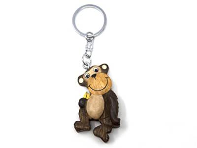 Unbekannt Schlüsselanhänger AFFE mit Banane aus Holz und Metall, Affen Tier Tiere von Unbekannt