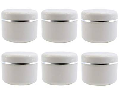 6 x leere weiße Kunststoff-Behälter für Make-up-Kosmetikflaschen mit Schraubdeckel und PP-Liner, Reiseverpackung, Aufbewahrungsbehälter für Lidschatten, Creme, Lotion, Lippenbalsam(50 g/18 oz) von Upstore