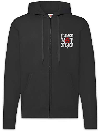 Urban Backwoods Punks Not Dead II Herren Zipper Hoodie Kapuzenpullover Schwarz Größe L von Urban Backwoods