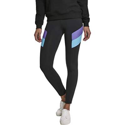 Urban Classics Damen Ladies Color Block Yoga-Hose Leggings, Schwarz (Black/Ultraviolet 02363), W(Herstellergröße: 4XL) von Urban Classics