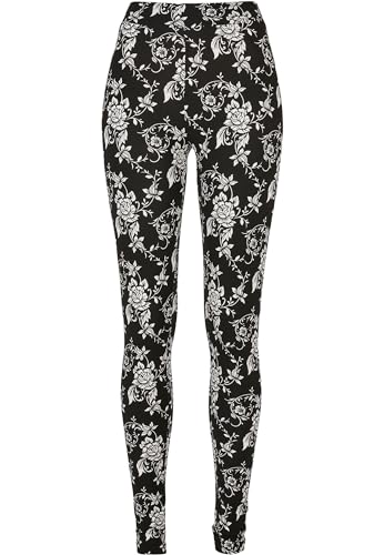 Urban Classics Damen Ladies Soft AOP Leggings Yoga Pants, blackrose, M von Urban Classics