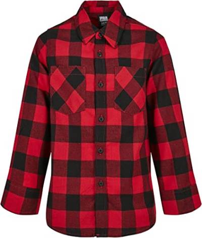Urban Classics Jungen Boys Checked Flanell Shirt Hemd, black/red, 110-116 von Urban Classics