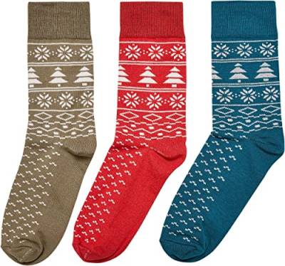 Urban Classics Unisex TB5876-Norwegian Pattern 3-Pack Socken, hugered/Jasper/tiniolive, 43-46 von Urban Classics