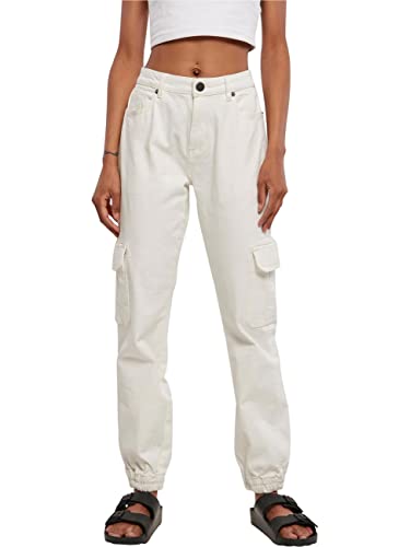 Urban Classics Women's TB4797-Ladies Organic Stretch Denim Cargo Pants Hose, Offwhite raw, 32 von Urban Classics