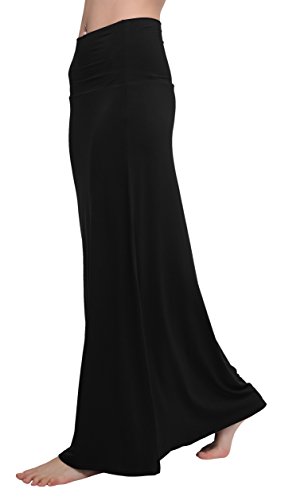 Damen Rock Lange Elastischer Strertchy Zigeuner Maxi Rock (L, schwarz) von Urban GoCo