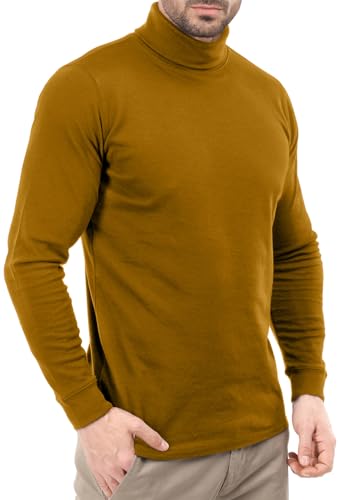 Utopia Wear Herren Rollkragen Slim Fit Leichter Pullover Top, Senf, XL von UTOPIA DEALS