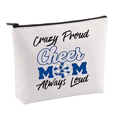 VAMSII Cheer Mom Geschenke für Frauen Cheer Mom Make-up Tasche Cheerleader Reisetasche Reißverschlusstasche Crazy Proud Cheerleading Mom Kosmetiktasche, Beige, 3 von VAMSII
