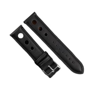 VAZZIC ENICEN Massivfarbband Armband Echtes Leder Handstich Vintage Strap Compatible With Rolex Watch Armbands Gurt 18mm 20mm 22mm 24mm for Männer (Color : Black-BK line, Size : 24mm) von VAZZIC