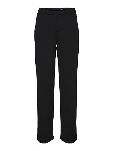 VERO MODA Legere Stoffhose Elegante Damen Stretch Culotte Gerade Business Pants, Farben:Schwarz-2, Größe:S / 30L, Z-Länge:L30 von VERO MODA