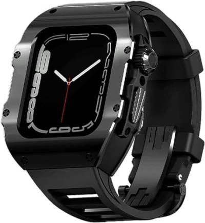 VEVEL RM-Stil Edelstahl-Uhrengehäuse, Fluorkautschuk-Armband, für Apple Watch Ultra 49 mm, stoßfeste Titan-Lünetten, Übungsband, für iWatch 8 49 mm, Damen- und Herren-Uhrenarmband, For 49mm, Achat von VEVEL