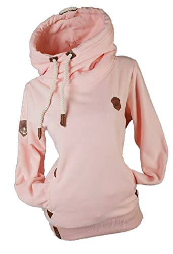VIN TE Damen Sweatshirt Hoodie Kapuzenpullover Fleece Pulli Uni S M L XL 2XL (Hellrosa, S) von VIN TE