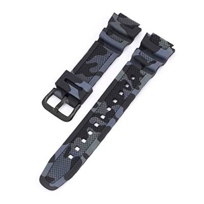 VISIYUBL 18mm Uhrenband AQ-S810W AE-1000W AE-1200/1300 SGW-300 Riemen Männer Tarn Silikon Gummi -Handgelenk Armband Accessoires for Casio geeignet (Color : Black black, Size : 18mm) von VISIYUBL