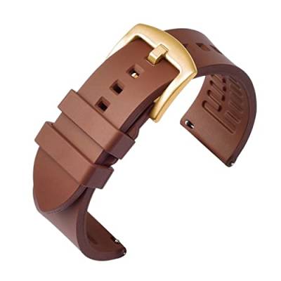 VISIYUBL 19mm 20mm 21mm 22 mm 24mm Gummi -Uhrband -Ersatz Armband Passform for Huawei Gt Sport Silikongurt (Color : Brown-gold, Size : 22mm) von VISIYUBL