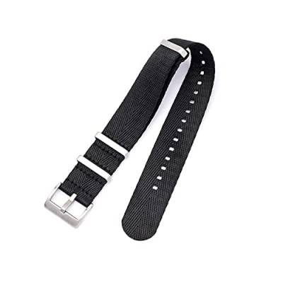 VISIYUBL 20 mm 22 mm 24 mm Sicherheitsgurt Nylon fit for NATO Gurt Military Watch Band Ersatzwächter for Omega fit for James Fit for Bond 007 fit (Color : Black, Size : 22mm) von VISIYUBL