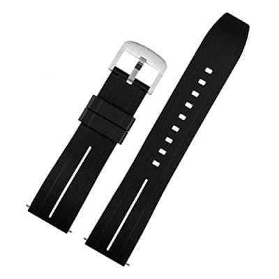 VISIYUBL 20 mm 22 mm Silikon Uhrenband Männer Frauen Schnellfreisetzung wasserdichtes Gummiarmband Schmetterling Schnalle for Tissot Fit for Mido Fit for Citize -Gurt (Color : Black White 01, Size : von VISIYUBL