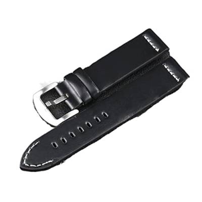 VISIYUBL 20mm 22 mm Pu Leder Uhrenband schwarz brauner Uhrengurt Vintage Armband Handgelenk geeignet for Samsung Fit for Galaxy 46mm 41 mm fit for Huawei Uhr GT (Color : Black, Size : 22mm) von VISIYUBL