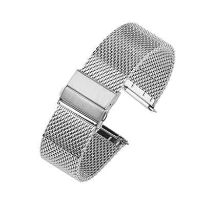 VISIYUBL 22mm 18mm Uhrengurt 20 mm Edelstahl Fast Release Band Universal Fit for Milanese Watch Band Armbanduhr-Uhr Ersatz (Color : Silver, Size : 18mm) von VISIYUBL