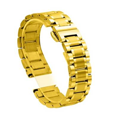 VISIYUBL Edelstahl Metallband for Ticwatch Pro 2020 3 lite GTX E2 S2. Mode Dauerhafte Uhrband Ersatz Armbanduhr-Gurte (Color : Gold, Size : Pro 2020) von VISIYUBL