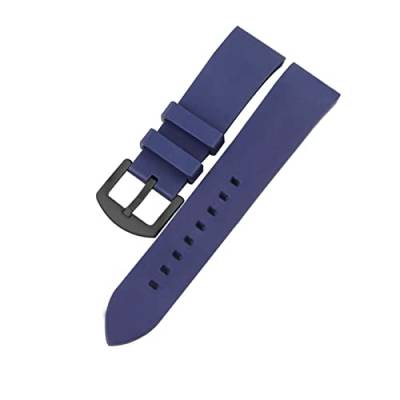 VISIYUBL Fluor-Gummi-Uhr-Band-Band 20mm 22mm 24mm sport wasserdichte uhrband schwarz grün schnelle freigabe armband armband (Color : Blue, Size : 22mm black buckle) von VISIYUBL