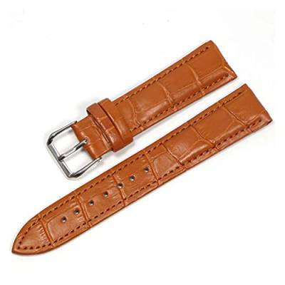 VISIYUBL Leder Uhrenbänder 18mm 20 mm 22mm Uhr Stahlstift Schnalle Bandband Armband Gürtel Armband Uhren Band (Color : Light brown silver, Size : 20mm) von VISIYUBL