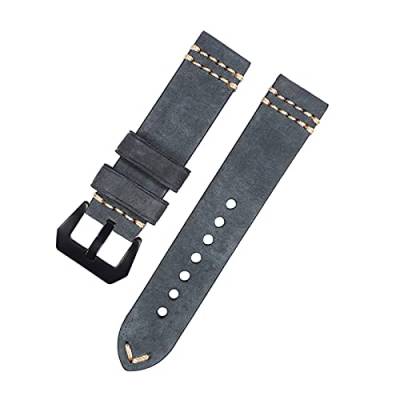 VISIYUBL Leder Uhrenband Fit for Watch GT2 46mm Handgemachte Uhrenband 20mm 22mm Rot Blaues Lederarmband Fit zur Uhr (Color : Blue-black, Size : 22mm) von VISIYUBL