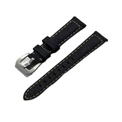 VISIYUBL Lederband 20mm 22mm Geeignet for Seiko/Fit for Omega Watch Marke Quick Release Uhrenwächter Ersatz (Color : Black, Size : 24mm) von VISIYUBL