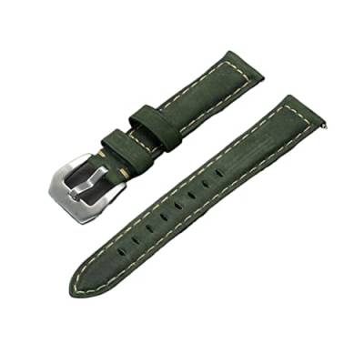 VISIYUBL Lederband 20mm 22mm Geeignet for Seiko/Fit for Omega Watch Marke Quick Release Uhrenwächter Ersatz (Color : Dark green, Size : 22mm) von VISIYUBL