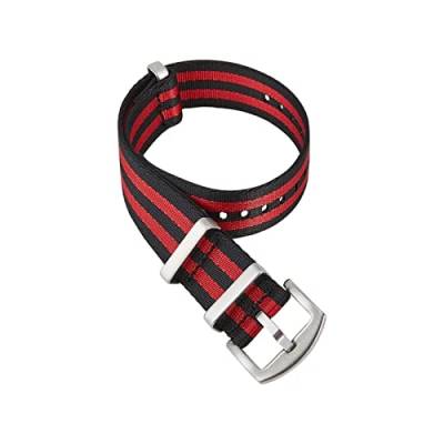 VISIYUBL Nylongurte fit for NATO Passt for ZULU Uhrenbandgurte Ersatz for französische Truppen Fallschirmierbeutel Männer Frauen Uhr Accessoires 20mm 22 mm (Color : Black red 3, Size : 22mm) von VISIYUBL