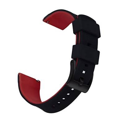 VISIYUBL Silikon Smart Watch-Bands 22mm Quick Release Gummi Watch Strap Wasserdichte Armband Armbande Männer Frauen Watch Zubehör (Color : BLACK-RED 1, Size : 20mm) von VISIYUBL