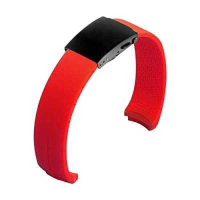 VISIYUBL Silikon-Uhr-Bandbänder 20mm 21mm Experte T013 T047 T081 T33 Gummi-Strap T-Sport-Armband wasserdicht T013420A T047420A. for Tissot passen (Color : Red claspblack, Size : 21mm) von VISIYUBL
