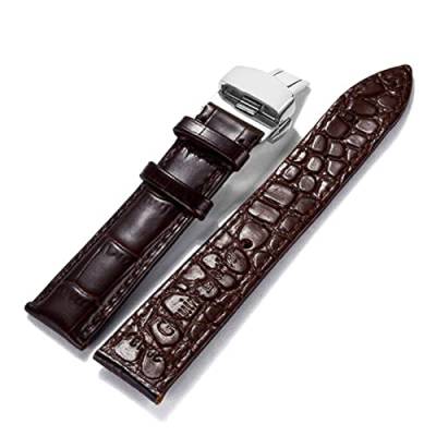 VISIYUBL Uhrenband 18mm 19mm 20mm 21mm 22mm 24mm Leder Uhrenarmbanduhrarmband for Tissot Fit Seiko (Color : BLACK WHITE, Size : 20mm) von VISIYUBL