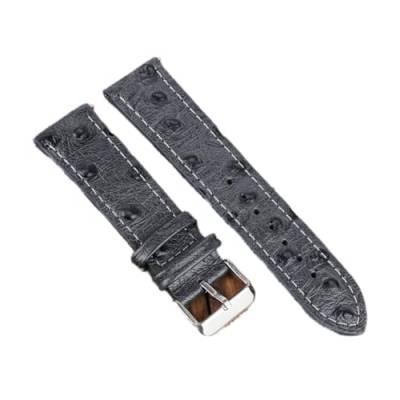 VISIYUBL Vintage Straußmuster Leder Armband 18mm 20mm 22mm 24mm Schwarz Uhrengurt Gürtel for Watch Repalcement (Color : Grayblack-whiteline, Size : 22mm) von VISIYUBL
